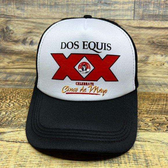 Dos Equis Cinco De Mayo Mens Trucker Hat Black Snapback Retro Logo Baseball Capa - Picture 2 of 8